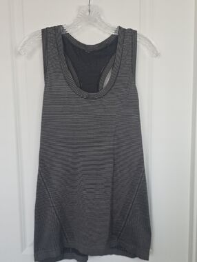 Athleta Black and White Striped Racerback Tank